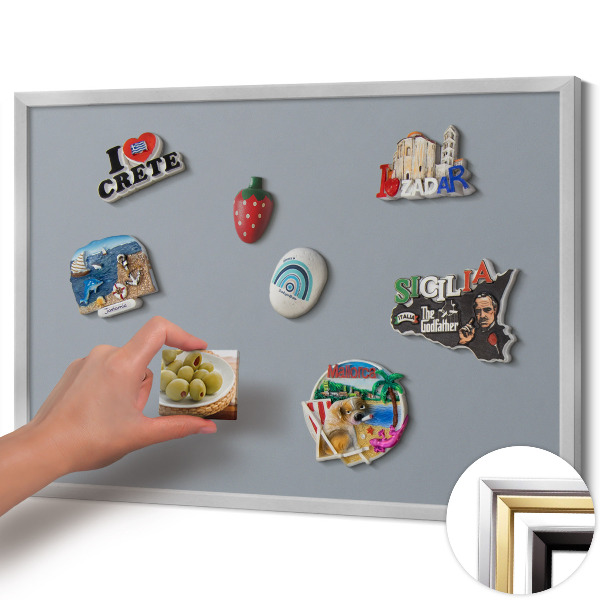 Magnetic board with silver frame Gray color