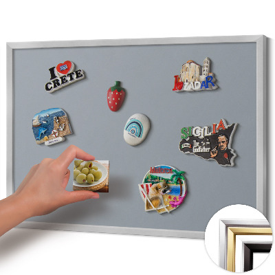 Magnetic board with silver frame Gray color