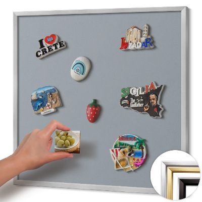 Magnetic board with silver frame Gray color
