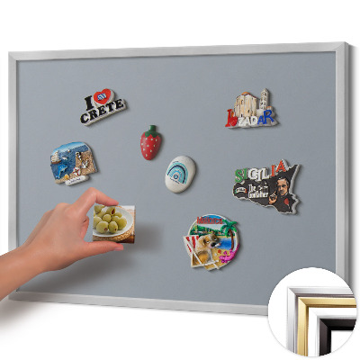 Magnetic board with silver frame Gray color