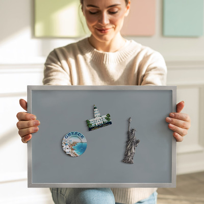 Magnetic board with silver frame Gray color