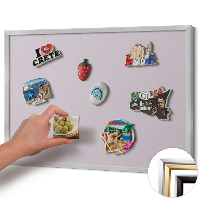 Magnetic board with silver frame Lilac color