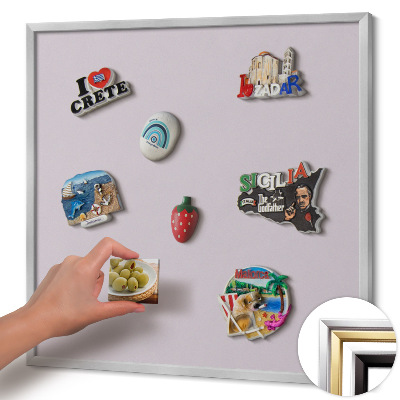 Magnetic board with silver frame Lilac color