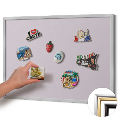 Magnetic board with silver frame Lilac color
