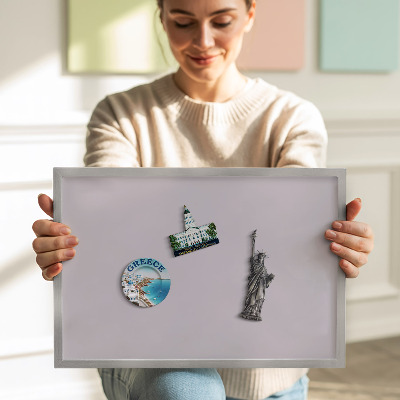 Magnetic board with silver frame Lilac color