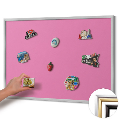 Magnetic board with silver frame Pink color