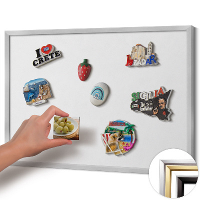 Magnetic board with silver frame White color