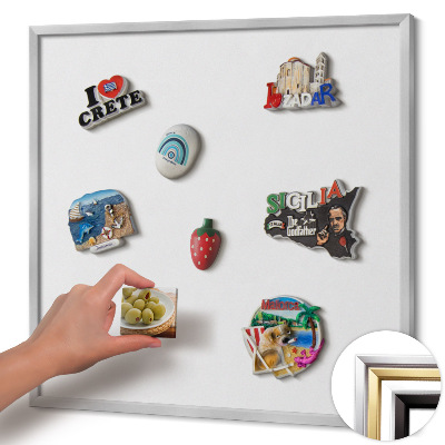 Magnetic board with silver frame White color