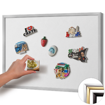 Magnetic board with silver frame White color