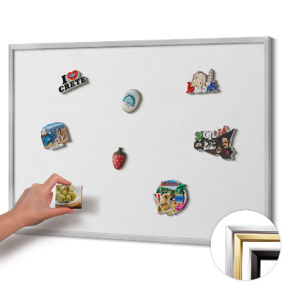 Magnetic board with silver frame White color