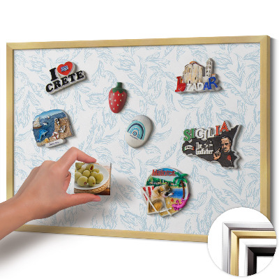 Magnetic board with a gold frame Regular leaf pattern