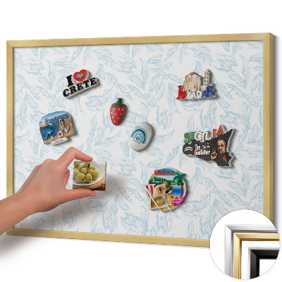 Magnetic board with a gold frame Regular leaf pattern