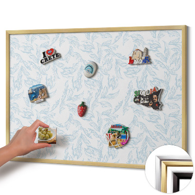 Magnetic board with a gold frame Regular leaf pattern