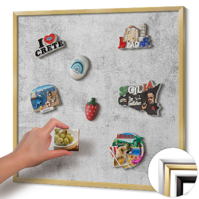 Magnetic board with a gold frame Worn concrete texture