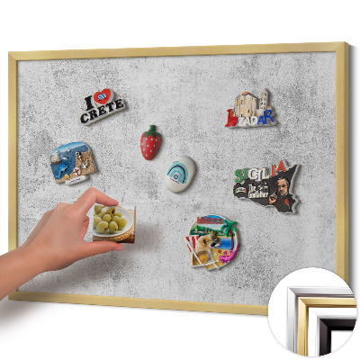 Magnetic board with a gold frame Worn concrete texture