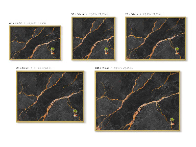 Magnetic board with a gold frame Decorated dark marble