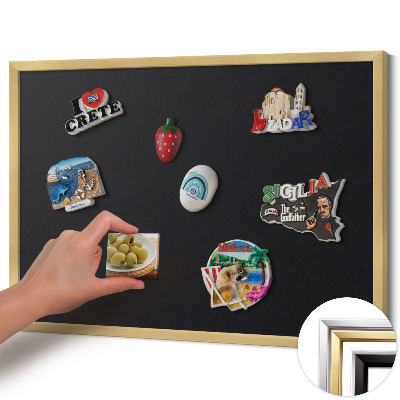 Magnetic board with a gold frame Black color