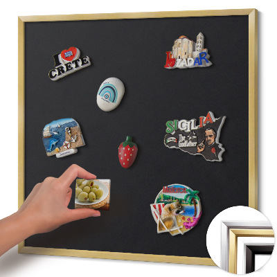 Magnetic board with a gold frame Black color