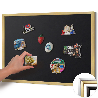 Magnetic board with a gold frame Black color