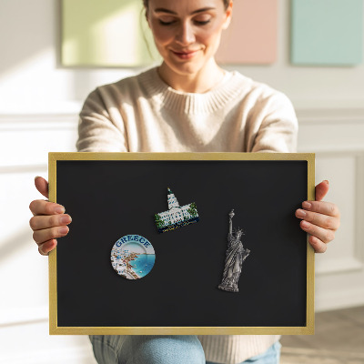 Magnetic board with a gold frame Black color