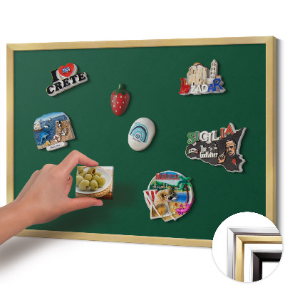 Magnetic board with a gold frame Dark green color