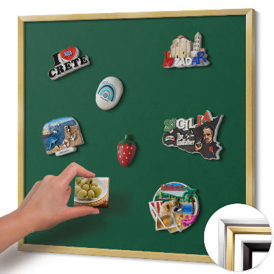 Magnetic board with a gold frame Dark green color