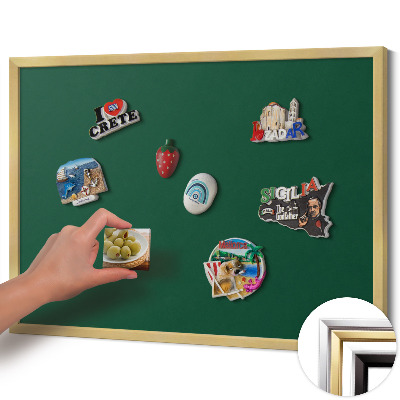 Magnetic board with a gold frame Dark green color