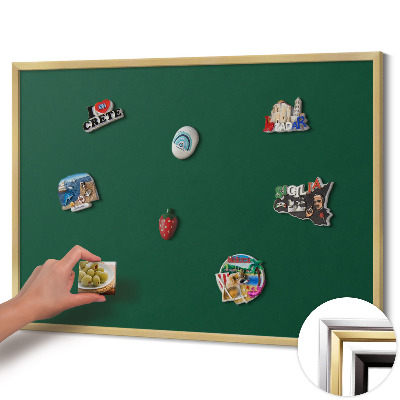 Magnetic board with a gold frame Dark green color