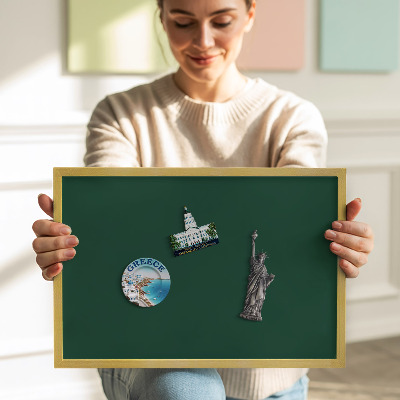 Magnetic board with a gold frame Dark green color