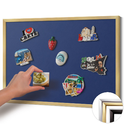Magnetic board with a gold frame Navy blue color