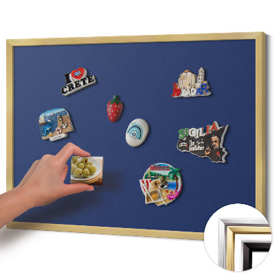 Magnetic board with a gold frame Navy blue color