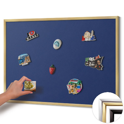 Magnetic board with a gold frame Navy blue color