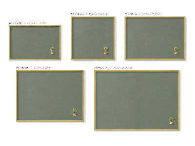 Magnetic board with a gold frame Olive color