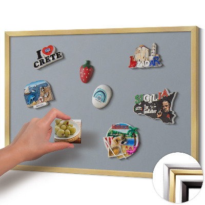 Magnetic board with a gold frame Gray color