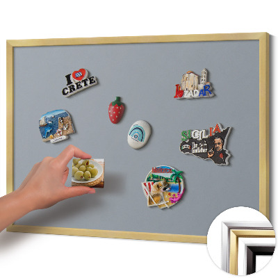 Magnetic board with a gold frame Gray color