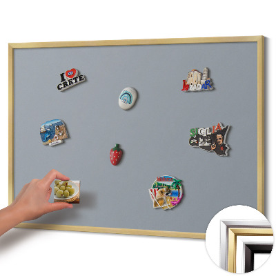 Magnetic board with a gold frame Gray color