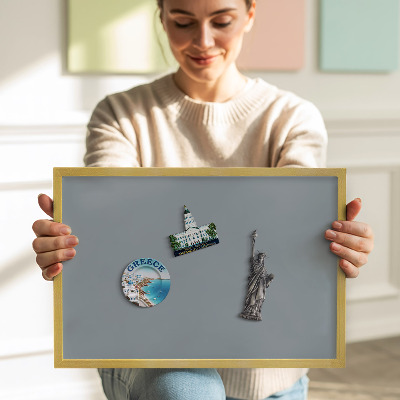Magnetic board with a gold frame Gray color