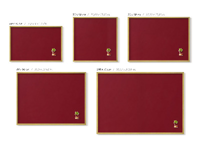 Magnetic board with a gold frame Burgundy color