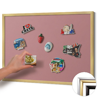 Magnetic board with a gold frame Pastel pink color