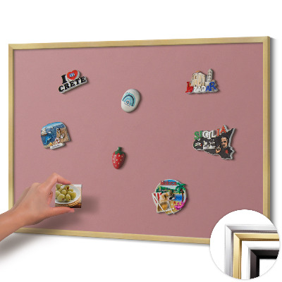 Magnetic board with a gold frame Pastel pink color