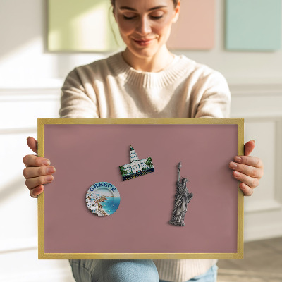Magnetic board with a gold frame Pastel pink color