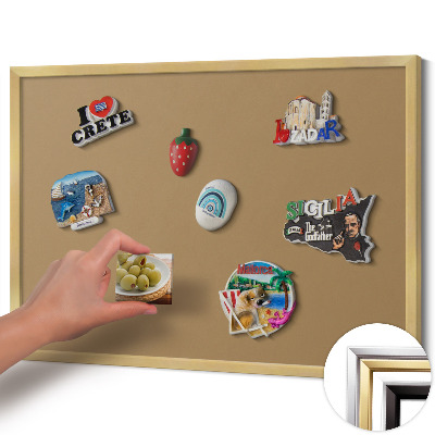 Magnetic board with a gold frame Dark yellow color