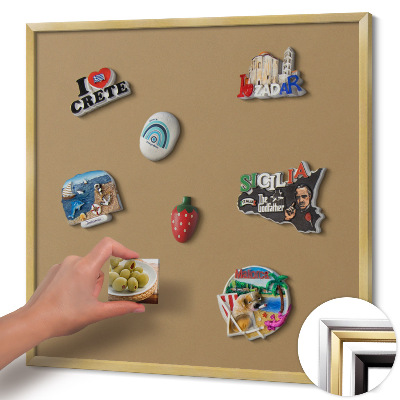 Magnetic board with a gold frame Dark yellow color