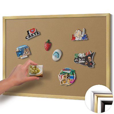 Magnetic board with a gold frame Dark yellow color