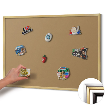 Magnetic board with a gold frame Dark yellow color