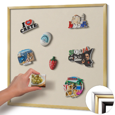 Magnetic board with a gold frame Light beige color