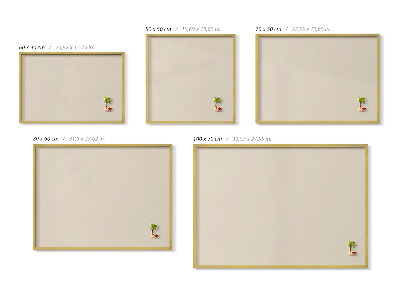 Magnetic board with a gold frame Light beige color