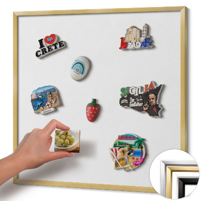 Magnetic board with a gold frame White color