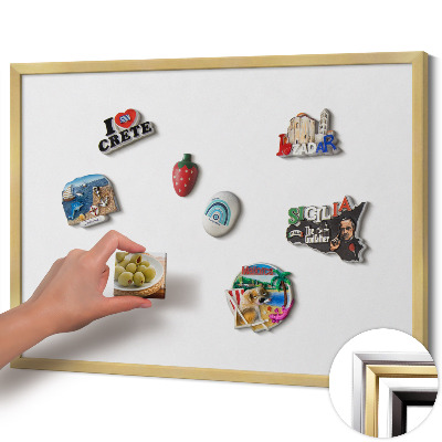 Magnetic board with a gold frame White color