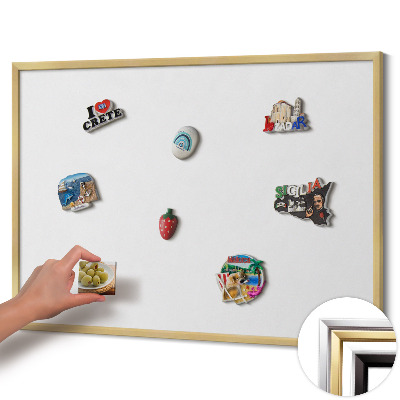 Magnetic board with a gold frame White color